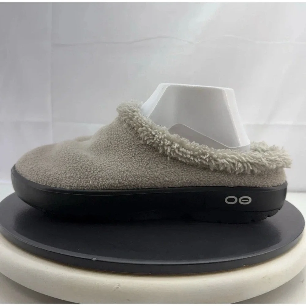 Oofos Oocoozie Mule Mens Size 10 Gray Sherpa Comfort Recovery Slip On Shoes NEW